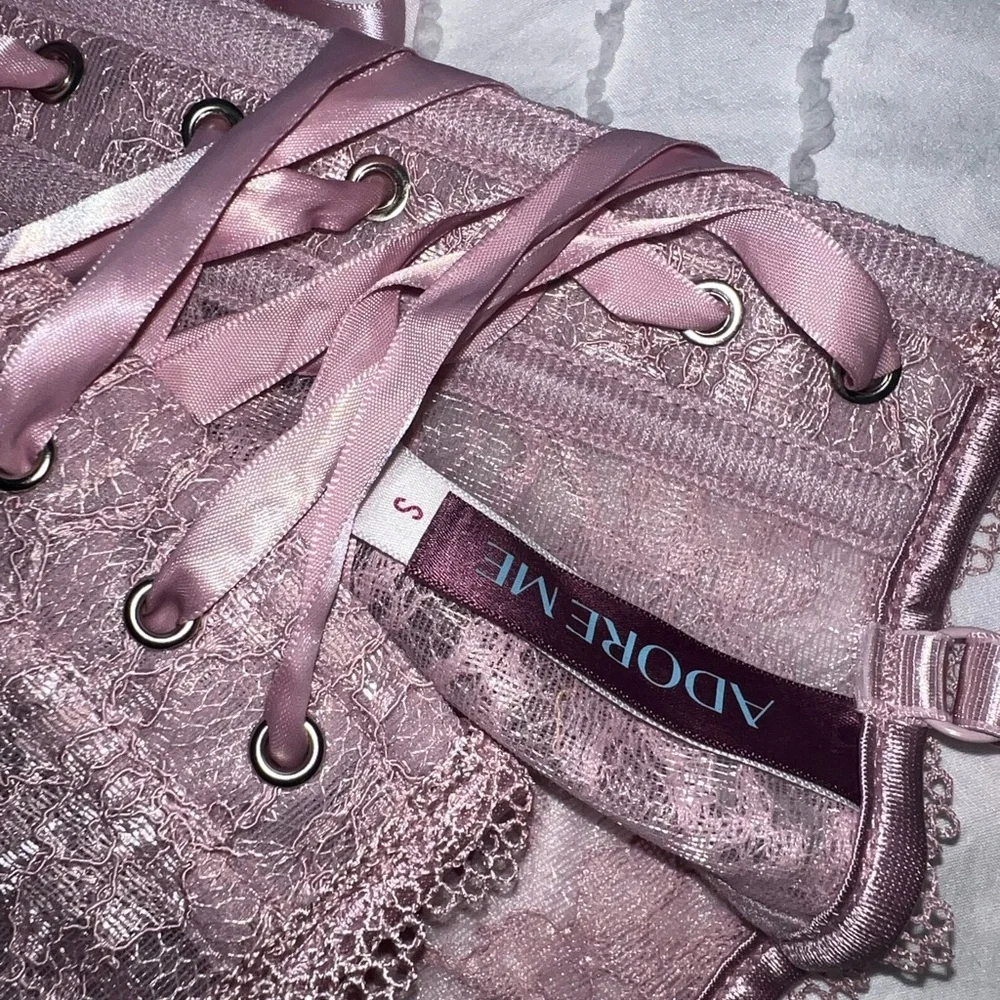 NWOT Adore Me Pink Lace Bustier set - Picture 5 of 11